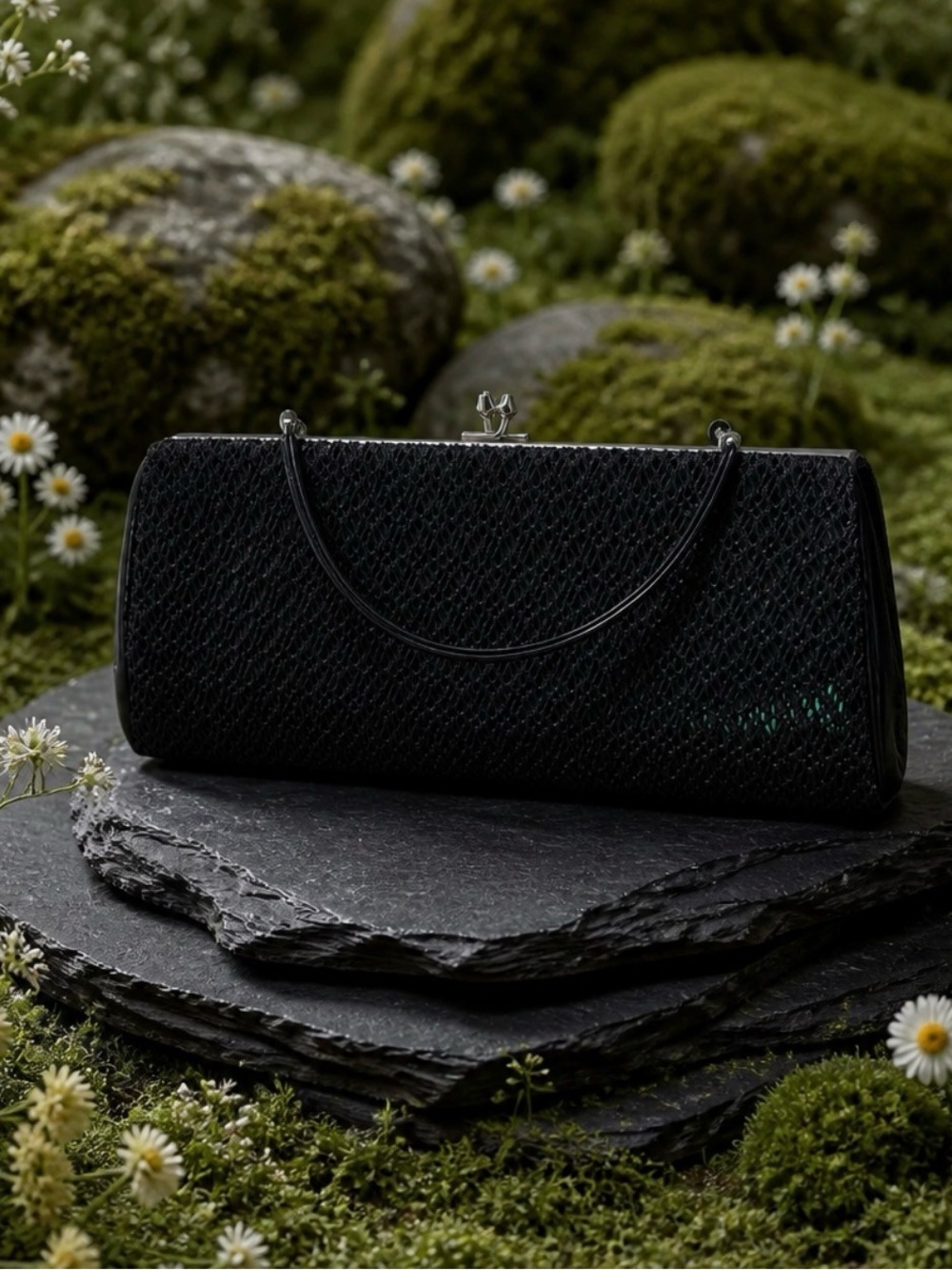 Metro Black Textured Evening Clutch